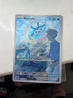 Pokemon Mantyke TCG Paradox Rift Holo Card English Edition Full Art 189/182 - Image 1