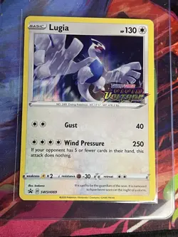 Pokemon TCG Lugia SWSH069 Vivid Voltage Prerelease Holo Rare Promo Card - Image 1