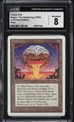 1993 Unlimited Chaos Orb Rare Magic: The Gathering Card CGC 8 NM/Mint Rare - Image 1