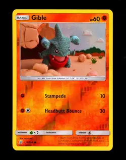 2019 Pokemon GIBLE Unified Minds REVERSE HOLO Crochet Card 112/236 Asako Ito Art - Image 1