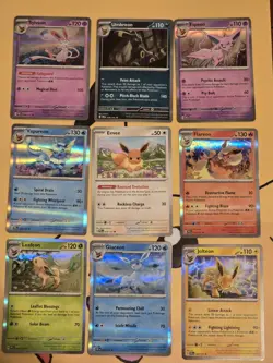 Prismatic Evolutions Complete 9 Card Eeveelution Set - All Holo Rares + Eevee - Image 1