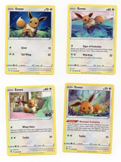 Pokemon TCG 4 card Eevee Bundle - Normal type LP Multi Card Lot - Image 1