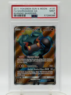 2017 Pokemon PSA 9 Marshadow GX Full Art Sun & Moon Burning Shadows - Image 1