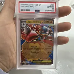 2025 Pokemon Meg En Mega Lucario Ex #77 PSA 10 Gem Mint - Image 1