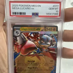2025 Pokemon Meg En Mega Lucario Ex #77 PSA 10 Gem Mint - Image 2