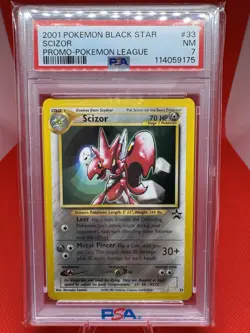 2001 Pokemon Black Star Promo SCIZOR #33 Pokemon League Promo PSA 7 - TCG - Image 1