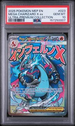 2025 POKEMON MEP EN-ME BLACK STAR PROMO #023 MEGA CHARIZARD X EX PSA 10 - Image 1