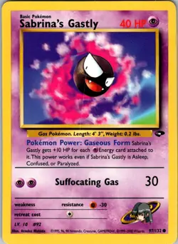 Sabrina's Gastly 97/132 Common Gym Challenge Pokemon Unlimited Lightly Played - Image 1
