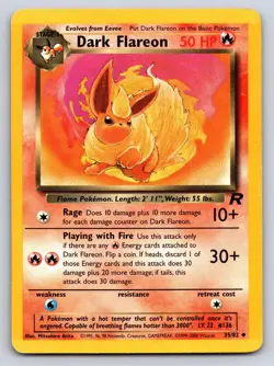 DARK FLAREON 35/82 UNCOMMON TEAM ROCKET POKEMON UNLIMITED HP - Image 1