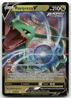 RAYQUAZA V 110/203 V RARE EVOLVING SKIES POKEMON LIGHTLY PLAYED - Image 1