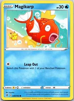 Magikarp 039/192 Common Rebel Clash Pokemon Near Mint - Image 1