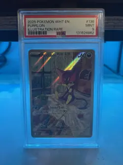 2025 Pokemon SVP White Flare Purrloin Illustration Rare PSA 9 Mint #136 - Image 1