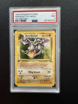 1999 Pokemon Fossil Set Aerodactyl Holo #1 1st Edition PSA 7 - Image 1