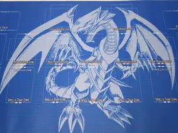 Blue Eyes White Dragon Yugioh TCG 2017 AART TM Blueprint Template Zone Playmat - Image 1