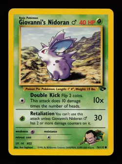 Giovanni's Nidoran M 76/132 Unlimited Common Gym Challenge Pokemon Cards - Image 1
