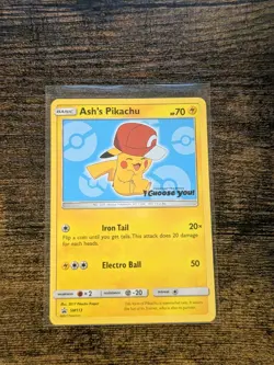 Pokemon TCG Pikachu SM113 Ash's Promo Card - Image 1