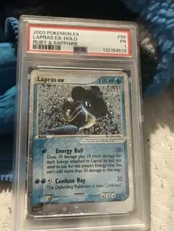 2003 LAPRAS EX HOLO EX RUBY & SAPPHIRE POKEMON PSA 1 NM #99/109 - Image 1