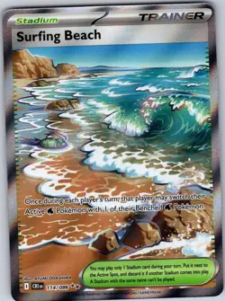 Surfing Beach 114/086 Ultra Rare Chaos Rising Pokemon Holo Near Mint - Image 1