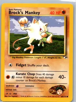 Pokemon TCG Brocks Mankey 68/132 Gym Heroes NM - Image 1