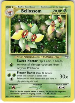 Bellossom 3/111 Rare Neo Genesis Pokemon Unlimited Holo Heavily Played - Image 1