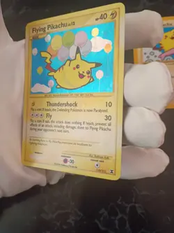 Pokemon Flying Pikachu Secret Holo Rising Rivals 113/111 Light played - Image 2