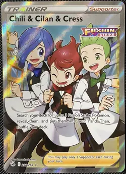 Chili & Cilan & Cress (Full Art) 258/264 Swsh08: Fusion Strike Holo Pokemon Card - Image 1