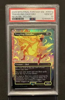 MTG Final Fantasy - Traveling Chocobo Neon Ink Yellow PSA Gem Mint 10 - Image 1