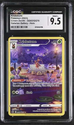 CGC Graded 9.5 Mint+ Kricketune GG02/GG70 Crown Zenith Galarian Pokemon Card - Image 3