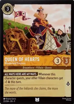 23/204 QUEEN OF HEARTS WONDERLAND EMPRESS EN9 UNCOMMON DISNEY LORCANA CARD - Image 1