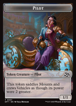 MTG Pilot/Vehicle Token DFT #0001 & #0012 NM Foil - Image 1