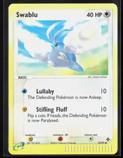 Swablu 75/97 EX Dragon 2003 Reverse Holo Vintage E-Reader Pokemon Card - Image 1