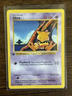 Pokemon TCG Abra 43/102 Base Set Shadowless 1st Ed LP/MP - Image 1