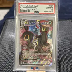 2022 POKEMON SWORD & SHIELD BRILLIANT STARS #TG23 FULL ART/UMBREON VMAX PSA 10 - Image 1