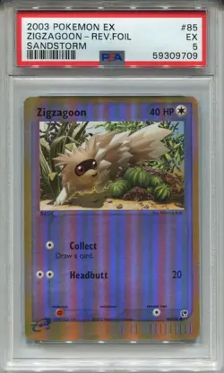 Pokemon Ex Sandstorm Reverse Foil Card #85 Zigzagoon PSA 5 - Image 1