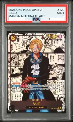 PSA 9 Sabo OP13-120 SEC Manga Alt Art Carrying on His Will ONE PIECE Card Game - Image 1