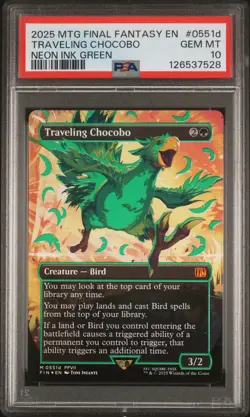2025 MTG FINAL FANTASY COLORFUL CHOCOBOS-NEON INK GREEN TRAVELING CHOCOBO PSA 10 - Image 1