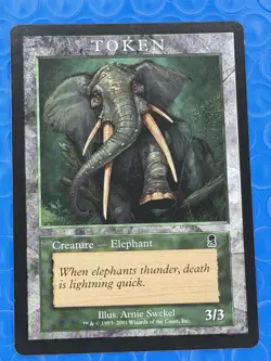 MTG 1x Magic Player Rewards Promo green Odyssey LP Elephant Token - Image 1