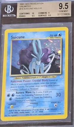 2001 Pokemon Neo Revelation Suicune 14/64 Holo Unlimited English BGS 9.5 - Image 1
