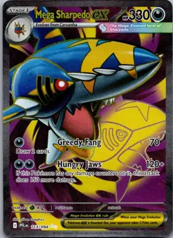 Mega Sharpedo ex 113/094 Ultra Rare Phantasmal Flames Pokemon Holo Near Mint - Image 1