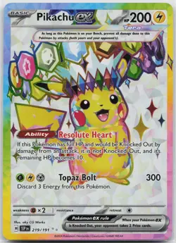 Pikachu ex Ultra Rare SV08: Surging Sparks 219/191 Pokemon TCG - Image 1
