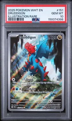 Druddigon 151/086 Illustration Rare Wht En-White Flare Pokemon PSA 10 - Image 1