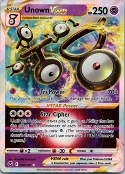 Unown VSTAR 066/195 Holo VSTAR Rare Silver Tempest Pokemon Near Mint - Image 1