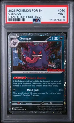 Gengar 050 Gamestop Exclusive Por En-Perfect Order Pokemon PSA 9 - Image 1