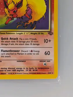 1999 Pokemon Flareon #3/64, Jolteon #4/64, Vaporeon #12/64 Jungle Holo Trio - Image 3
