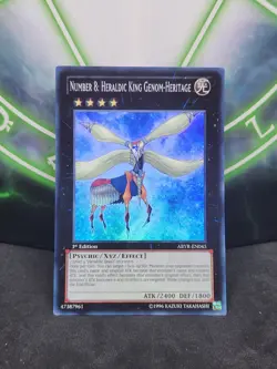 Yugioh Number 8: Heraldic King Genom-Heritage ABYR-EN045 Super Rare 1st Ed NM - Image 1