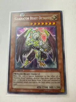 YUGIOH Gladiator Beast Octavius Secret Rare 1st Edition GLAS-EN000 - Image 1