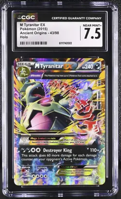 CGC 7.5 M Tyranitar EX 2015 Ancient Origins 43/98 Holo Pokemon Card - Image 1
