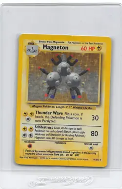 Magneton 9/102 - Holo RARE - VINTAGE WOTC POKEMON CARD - BASE SET - MP - Image 1