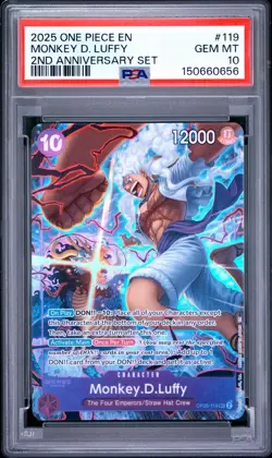 One Piece CCG Monkey D.Luffy ENG 2nd Anniversary Set OP05-119 PSA 10 Gem Mint - Image 1