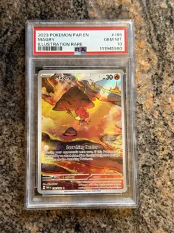 Pokemon TCG Magby 186/182 Paradox Rift Illustration Rare PSA10 - Image 1